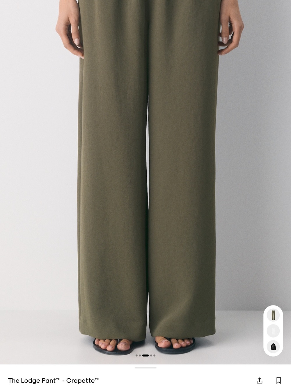 Aritzia Olive Wide-Leg Crepe Pants